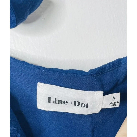 Line And Dot Womens Small Tie Shoulder Romper Jumpsuit Shorts Blue Straps Zip - Picture 5 of 11